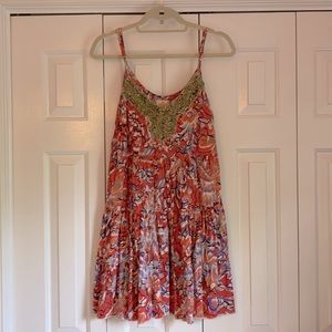 Free people sequin and floral tiered dress
